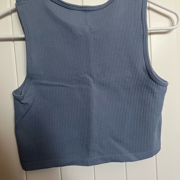 Blue Ribbed Crop Top - Picture 4 of 4